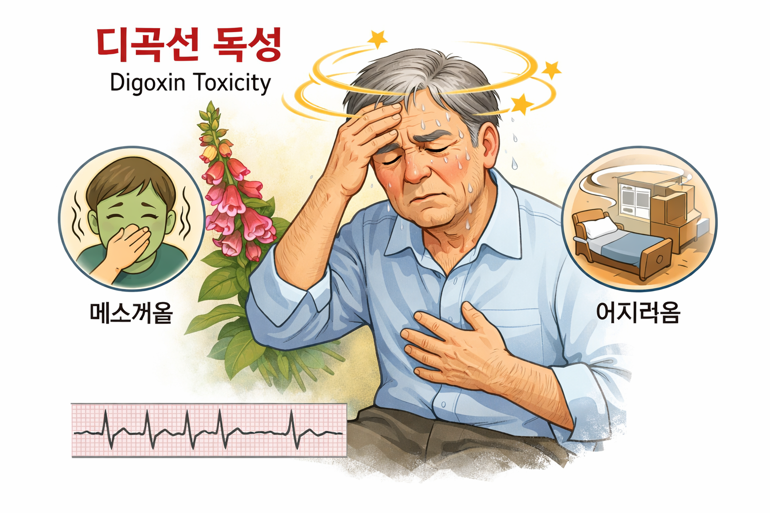 강심제를 먹고 메스껍고 어지러워요  사진